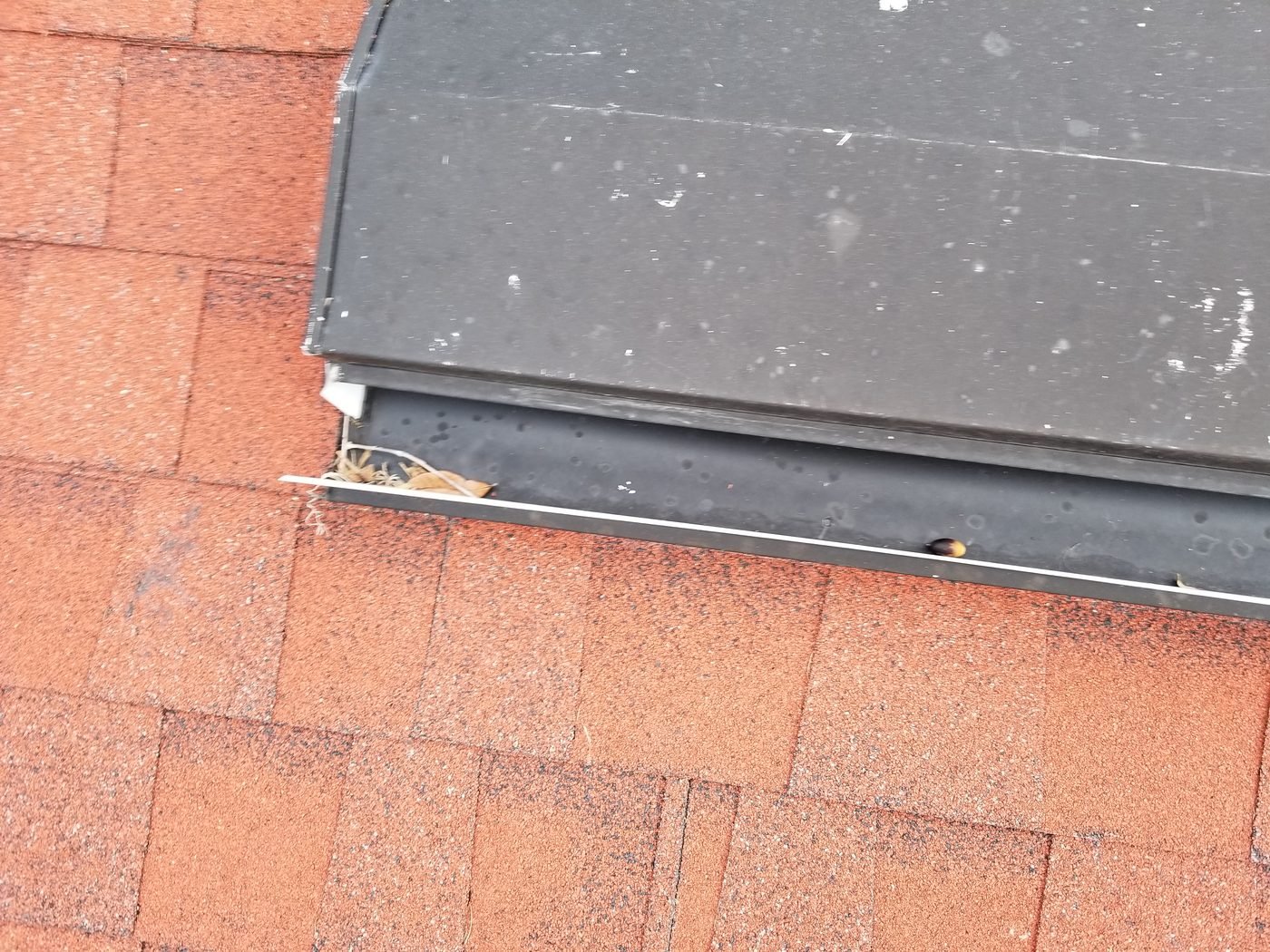 Close-up of roof shingle condition during a Florida roof inspection